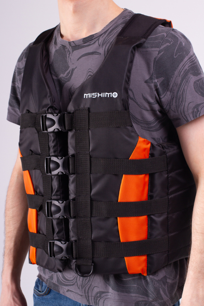 Жилет спасательный MISHIMO PRO Премиум качества Черно-оранжевый в Волгодонске