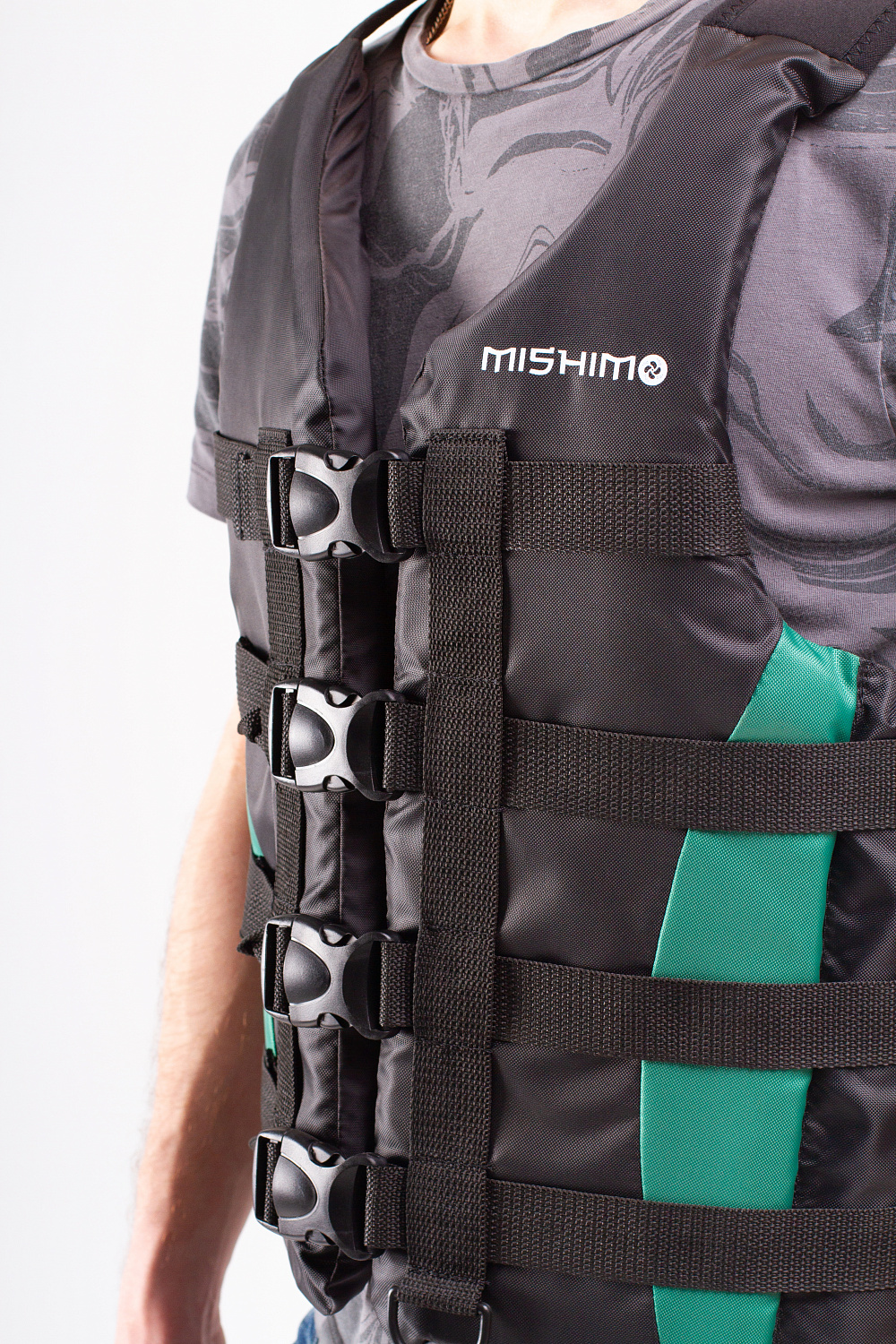 Жилет спасательный MISHIMO PRO Премиум качества Черно-зеленый в Волгодонске